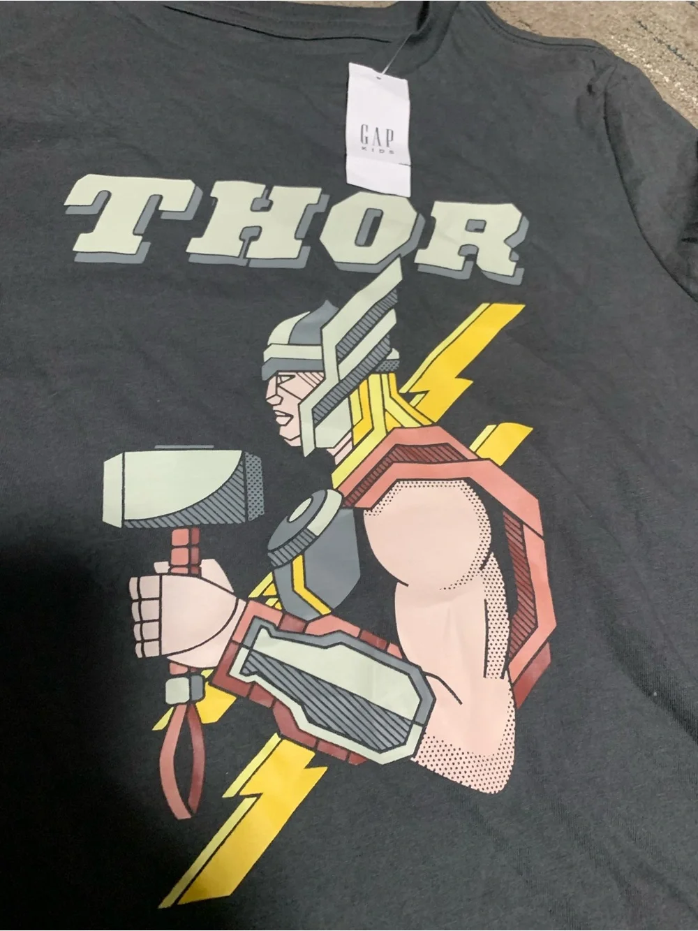 Gap Kids Marvel Thor Graphic T-Shirt Charcoal Gray Boys Size Medium M 8 NWT